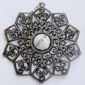 Iron Pendant With Resin Beads. Fashion Jewelry findings. Lead-free. 65mm Sold by Bag