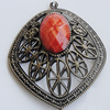 Iron Pendant With Resin Beads. Fashion Jewelry findings. Lead-free. 60x65mm Sold by Bag