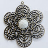 Iron Pendant With Resin Beads. Fashion Jewelry findings. Lead-free. Flower 60mm Sold by Bag