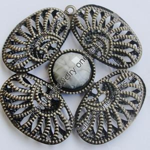 Iron Pendant With Resin Beads. Fashion Jewelry findings. Lead-free. 66mm Sold by Bag
