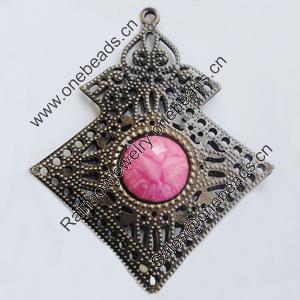 Iron Pendant With Resin Beads. Fashion Jewelry findings. Lead-free. 80x66mm Sold by Bag
