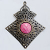 Iron Pendant With Resin Beads. Fashion Jewelry findings. Lead-free. 80x66mm Sold by Bag