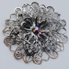 Iron Cabochons With Crystal Beads. Fashion jewelry findings. Lead-free. Flower 53mm Sold by Bag