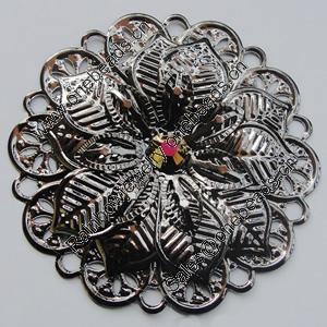 Iron Cabochons With Crystal Beads. Fashion jewelry findings. Lead-free. Flower 50mm Sold by Bag