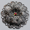 Iron Cabochons With Crystal Beads. Fashion jewelry findings. Lead-free. Flower 50mm Sold by Bag