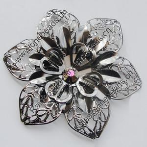 Iron Cabochons With Crystal Beads. Fashion jewelry findings. Lead-free. Flower 53mm Sold by Bag