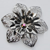 Iron Cabochons With Crystal Beads. Fashion jewelry findings. Lead-free. Flower 53mm Sold by Bag