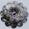 Iron Cabochons With Crystal Beads. Fashion jewelry findings. Lead-free. Flower 51mm Sold by Bag
