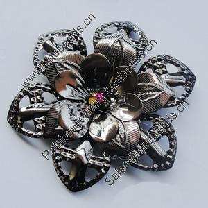 Iron Cabochons With Crystal Beads. Fashion jewelry findings. Lead-free. Flower 52mm Sold by Bag