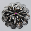 Iron Cabochons With Crystal Beads. Fashion jewelry findings. Lead-free. Flower 51mm Sold by Bag