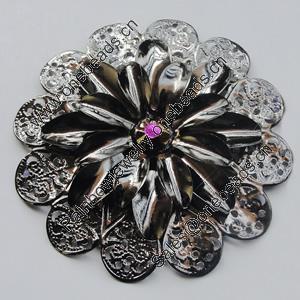Iron Cabochons With Crystal Beads. Fashion jewelry findings. Lead-free. Flower 51mm Sold by Bag