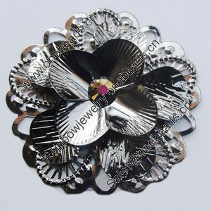 Iron Cabochons With Crystal Beads. Fashion jewelry findings. Lead-free. Flower 48mm Sold by Bag