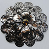 Iron Cabochons With Crystal Beads. Fashion jewelry findings. Lead-free. Flower 50mm Sold by Bag