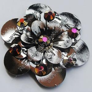 Iron Cabochons With Crystal Beads. Fashion jewelry findings. Lead-free. Flower 50mm Sold by Bag