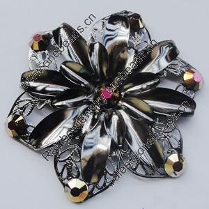 Iron Cabochons With Crystal Beads. Fashion jewelry findings. Lead-free. Flower 55mm Sold by Bag