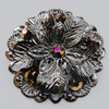 Iron Cabochons With Crystal Beads. Fashion jewelry findings. Lead-free. Flower 48mm Sold by Bag