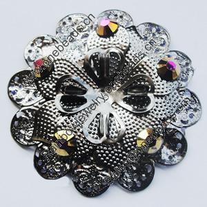 Iron Cabochons With Crystal Beads. Fashion jewelry findings. Lead-free. Flower 50mm Sold by Bag