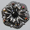 Iron Cabochons With Crystal Beads. Fashion jewelry findings. Lead-free. Flower 53mm Sold by Bag