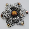 Iron Cabochons With Crystal Beads. Fashion jewelry findings. Lead-free. Flower 55mm Sold by Bag