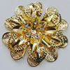 Iron Cabochons With Crystal Beads. Fashion jewelry findings. Lead-free. Flower 59mm Sold by Bag