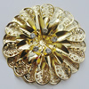 Iron Cabochons With Crystal Beads. Fashion jewelry findings. Lead-free. Flower 60mm Sold by Bag