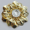 Iron Cabochons With Crystal Beads. Fashion jewelry findings. Lead-free. Flower 47mm Sold by Bag