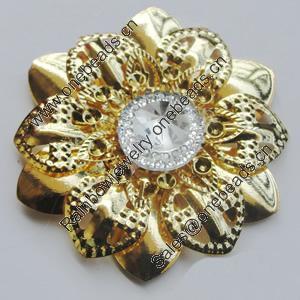 Iron Cabochons With Crystal Beads. Fashion jewelry findings. Lead-free. Flower 47mm Sold by Bag