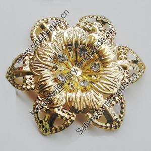 Iron Cabochons With Crystal Beads. Fashion jewelry findings. Lead-free. Flower 55mm Sold by Bag