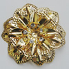 Iron Cabochons With Crystal Beads. Fashion jewelry findings. Lead-free. Flower 55mm Sold by Bag