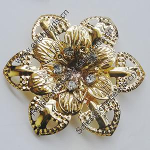 Iron Cabochons With Crystal Beads. Fashion jewelry findings. Lead-free. Flower 56mm Sold by Bag