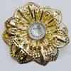 Iron Cabochons With Crystal Beads. Fashion jewelry findings. Lead-free. Flower 55mm Sold by Bag