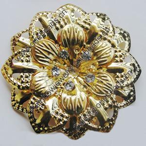 Iron Cabochons With Crystal Beads. Fashion jewelry findings. Lead-free. Flower 55mm Sold by Bag