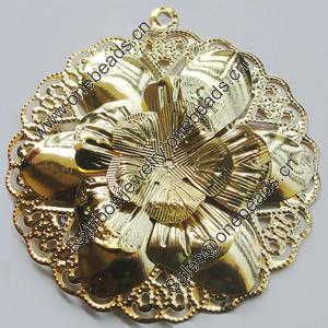 Iron Pendant. Fashion jewelry findings. Lead-free. Flower 50mm Sold by Bag
