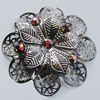 Iron Cabochons With Crystal Beads. Fashion jewelry findings. Lead-free. Flower 57mm Sold by Bag