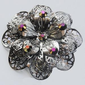 Iron Cabochons With Crystal Beads. Fashion jewelry findings. Lead-free. Flower 58mm Sold by Bag