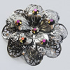 Iron Cabochons With Crystal Beads. Fashion jewelry findings. Lead-free. Flower 58mm Sold by Bag