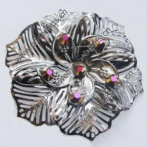 Iron Cabochons With Crystal Beads. Fashion jewelry findings. Lead-free. Flower 68mm Sold by Bag