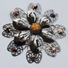 Iron Cabochons With Resin Beads. Fashion jewelry findings. Lead-free. Flower 66mm Sold by Bag