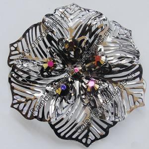 Iron Cabochons With Crystal Beads. Fashion jewelry findings. Lead-free. Flower 68mm Sold by Bag