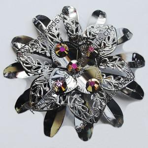 Iron Cabochons With Crystal Beads. Fashion jewelry findings. Lead-free. Flower 67mm Sold by Bag