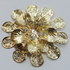 Iron Cabochons With Crystal Beads. Fashion jewelry findings. Lead-free. Flower 60mm Sold by Bag