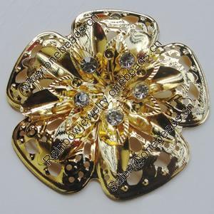 Iron Cabochons With Crystal Beads. Fashion jewelry findings. Lead-free. Flower 47mm Sold by Bag