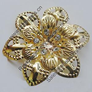 Iron Cabochons With Crystal Beads. Fashion jewelry findings. Lead-free. Flower 55mm Sold by Bag