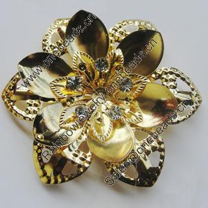 Iron Cabochons With Crystal Beads. Fashion jewelry findings. Lead-free. Flower 55mm Sold by Bag