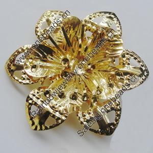 Iron Cabochons With Crystal Beads. Fashion jewelry findings. Lead-free. Flower 55mm Sold by Bag