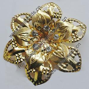 Iron Cabochons With Crystal Beads. Fashion jewelry findings. Lead-free. Flower 54mm Sold by Bag