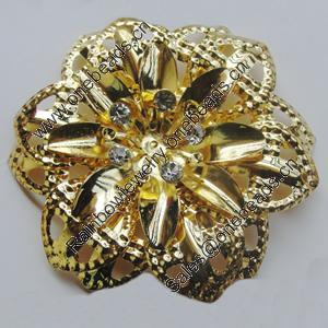 Iron Cabochons With Crystal Beads. Fashion jewelry findings. Lead-free. Flower 54mm Sold by Bag