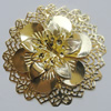 Iron Cabochons With Crystal Beads. Fashion jewelry findings. Lead-free. Flower 65mm Sold by Bag