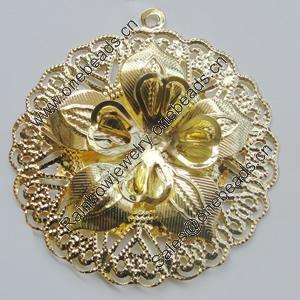 Iron Pendant. Fashion Jewelry Findings. Lead-free. Flower 50mm Sold by Bag