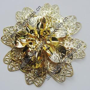 Iron Cabochons. Fashion Jewelry Findings. Lead-free. Flower 65mm. Sold by Bag